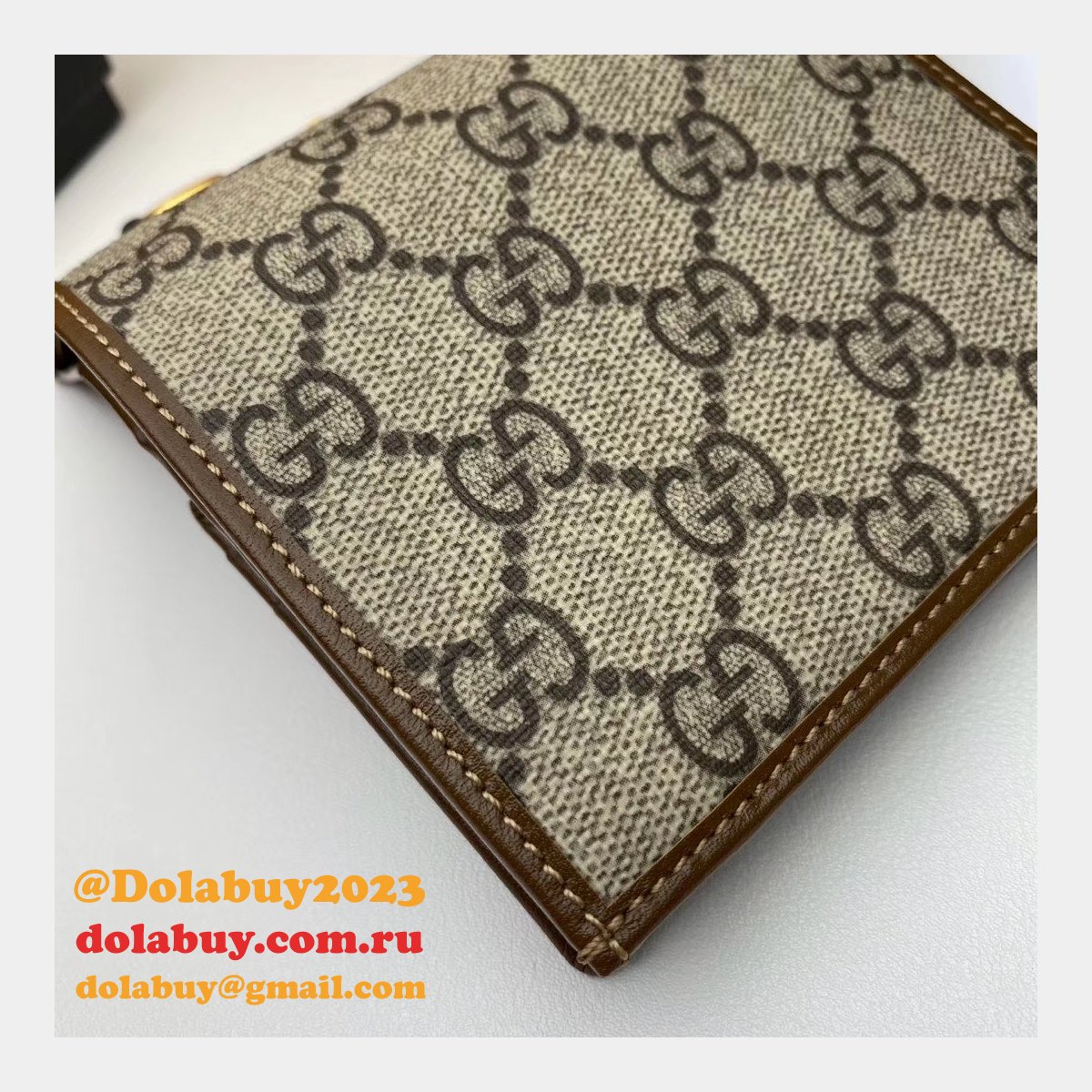 top quality G*u*i beige fake 1955 horsebit card case 621887 wallet