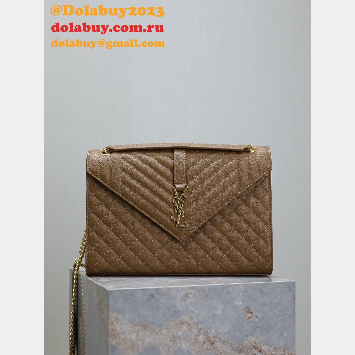 Top Quality Yves Saint Laurent Caviar Leather Envelope Bag