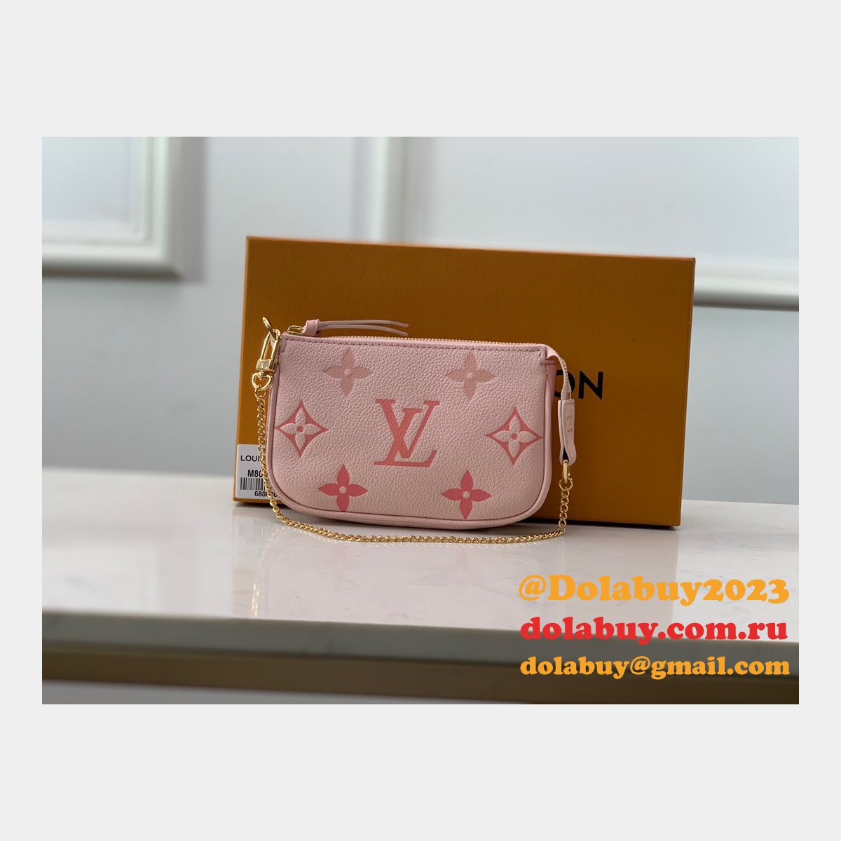 Louis Vuitton Wholesale Mini Pochette Accessoires Monogram Empreinte Leather M80501 Pink