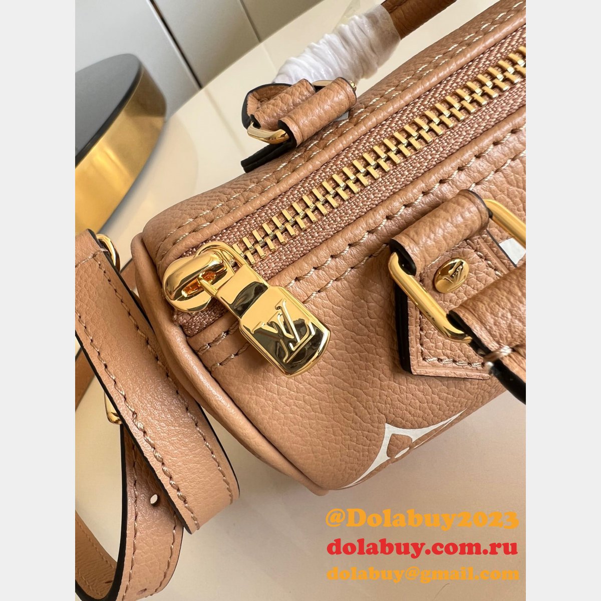 Louis Vuitton M81456 Nano Speedy Bicolor Monogram Empreinte Leather