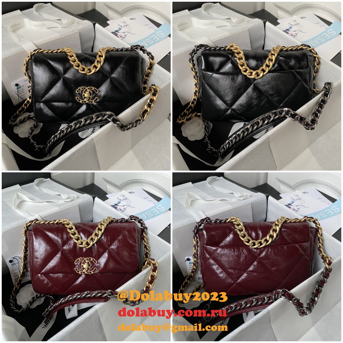 Luxury Flap Shiny Lambskin 19 AS1160 Replica Handbag 26CM