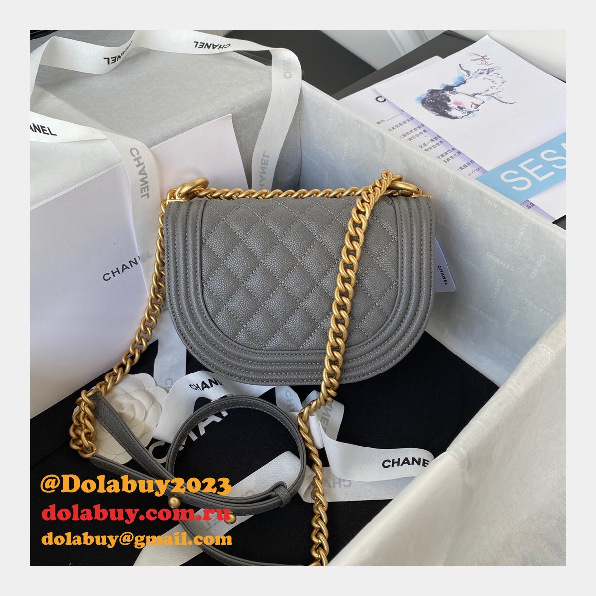 Replica Wholesale Boy Messenger Velvet AS3350 Gold-Tone Bag