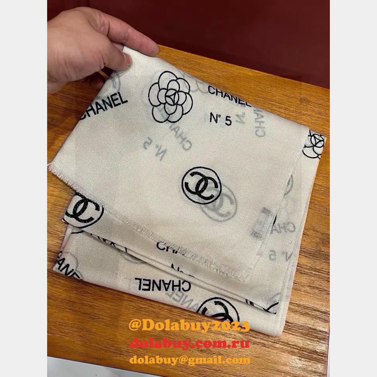Designer Chanel Camellia Cashmere Scarf Top