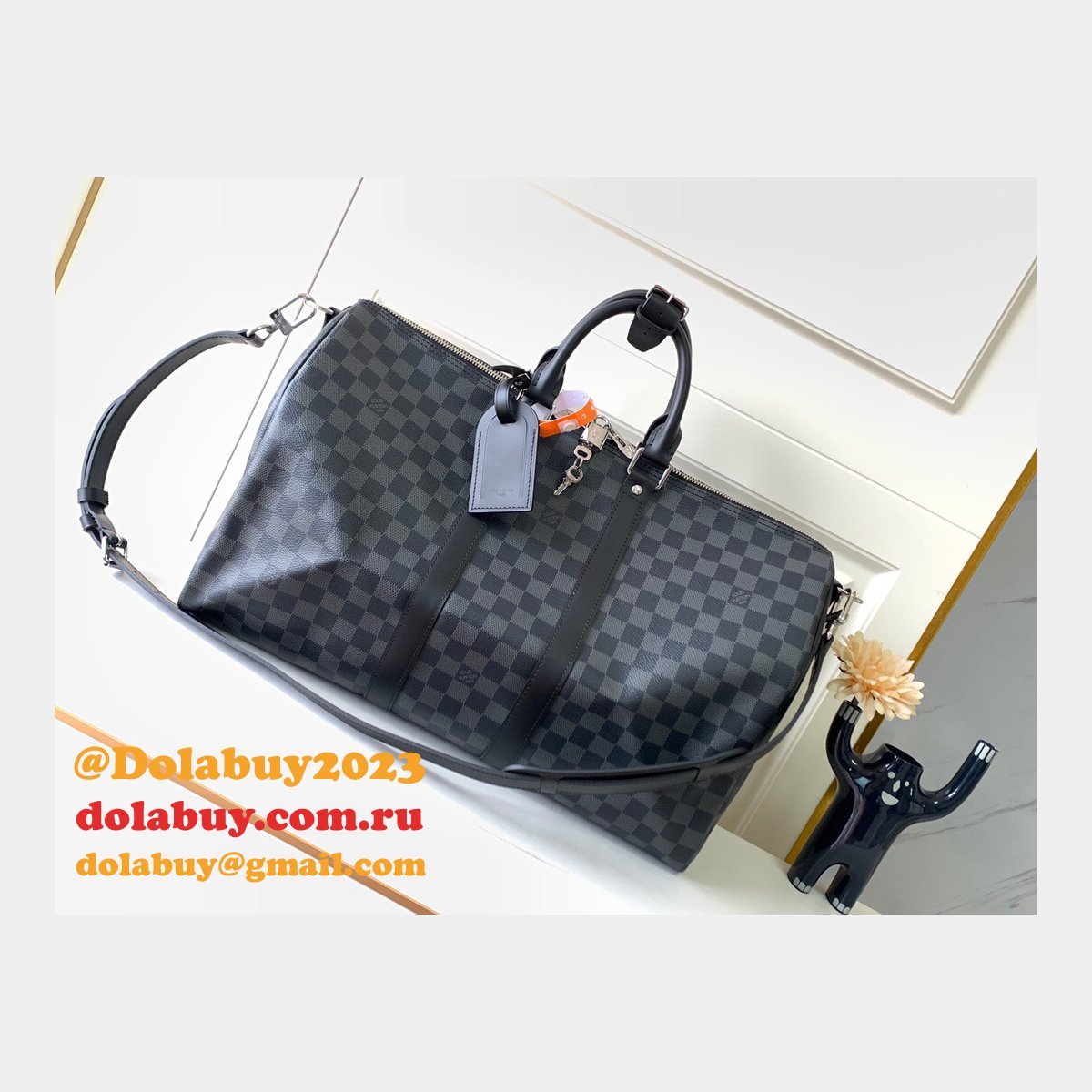 LV Keepall Replica Keepall Bandouliere N41418/N41416/N41413 Damier Graphite Canvas