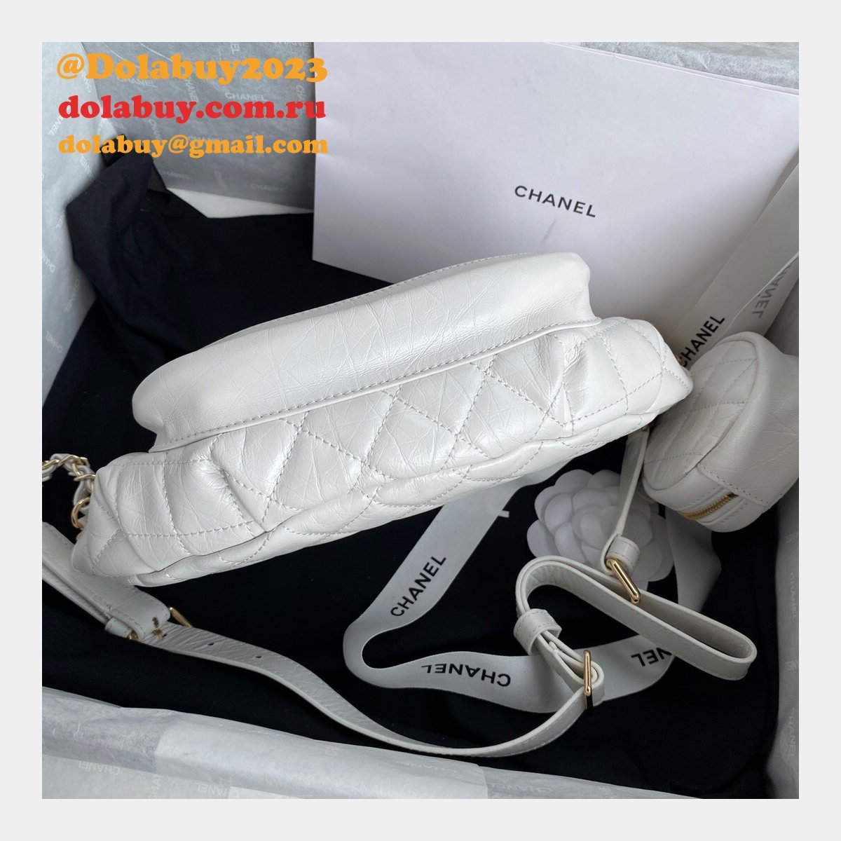 Designer CC High Quality Calfskin Waist AS1077 White Bag
