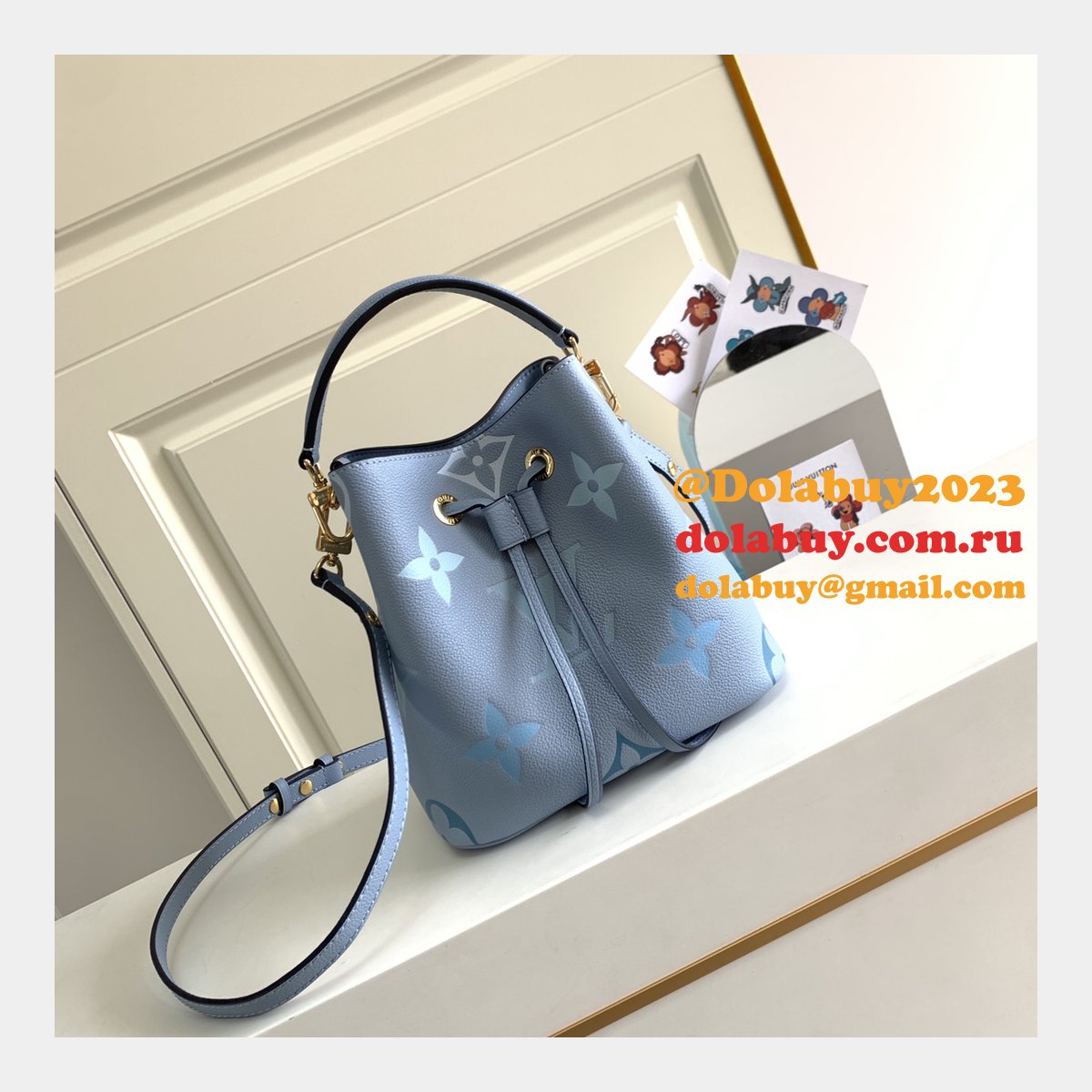 Louis Vuitton Designer NéoNoé BB Monogram Empreinte Leather M45709 Blue