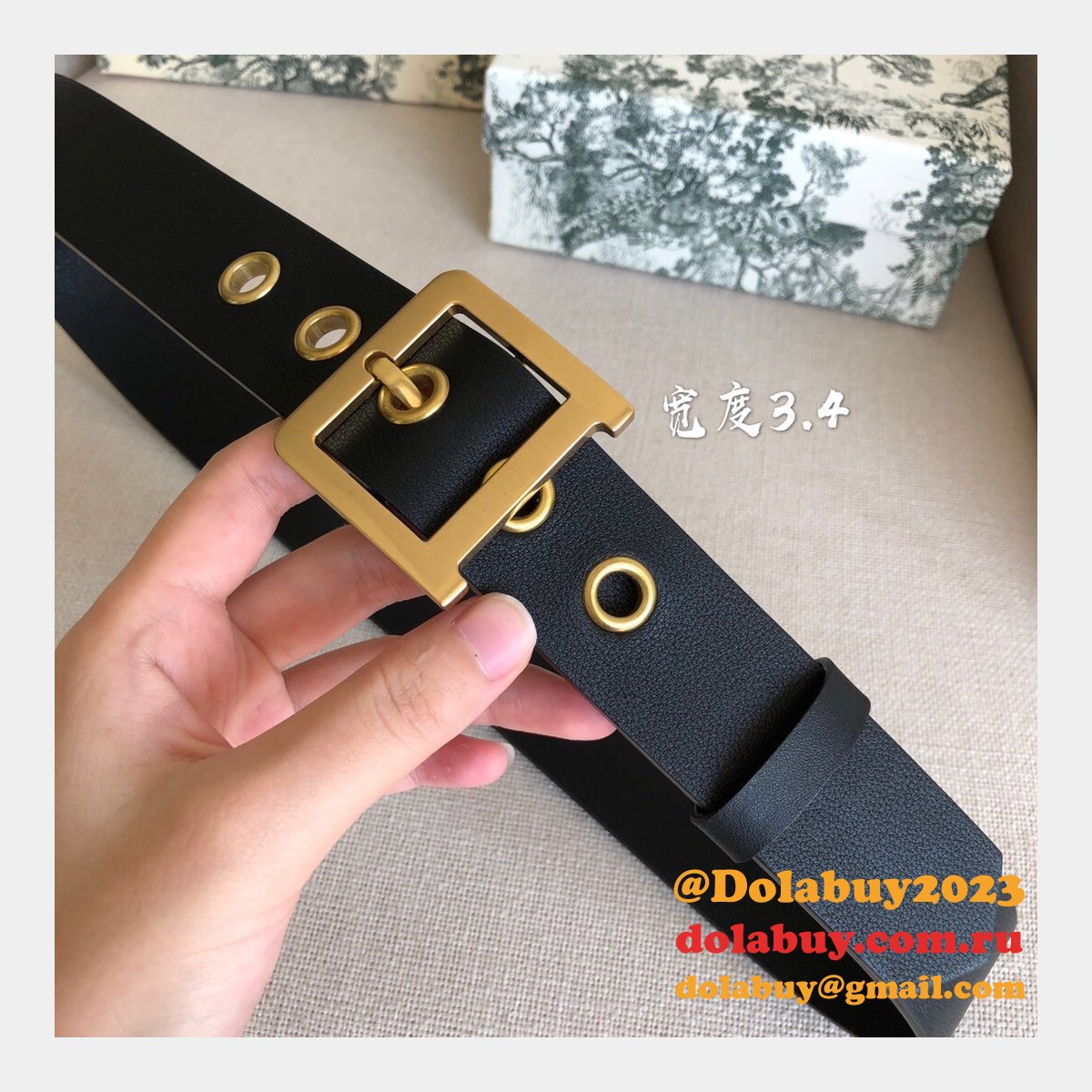 Christian Louboutin Replica 3.4cm Black Spiked Leather Belts