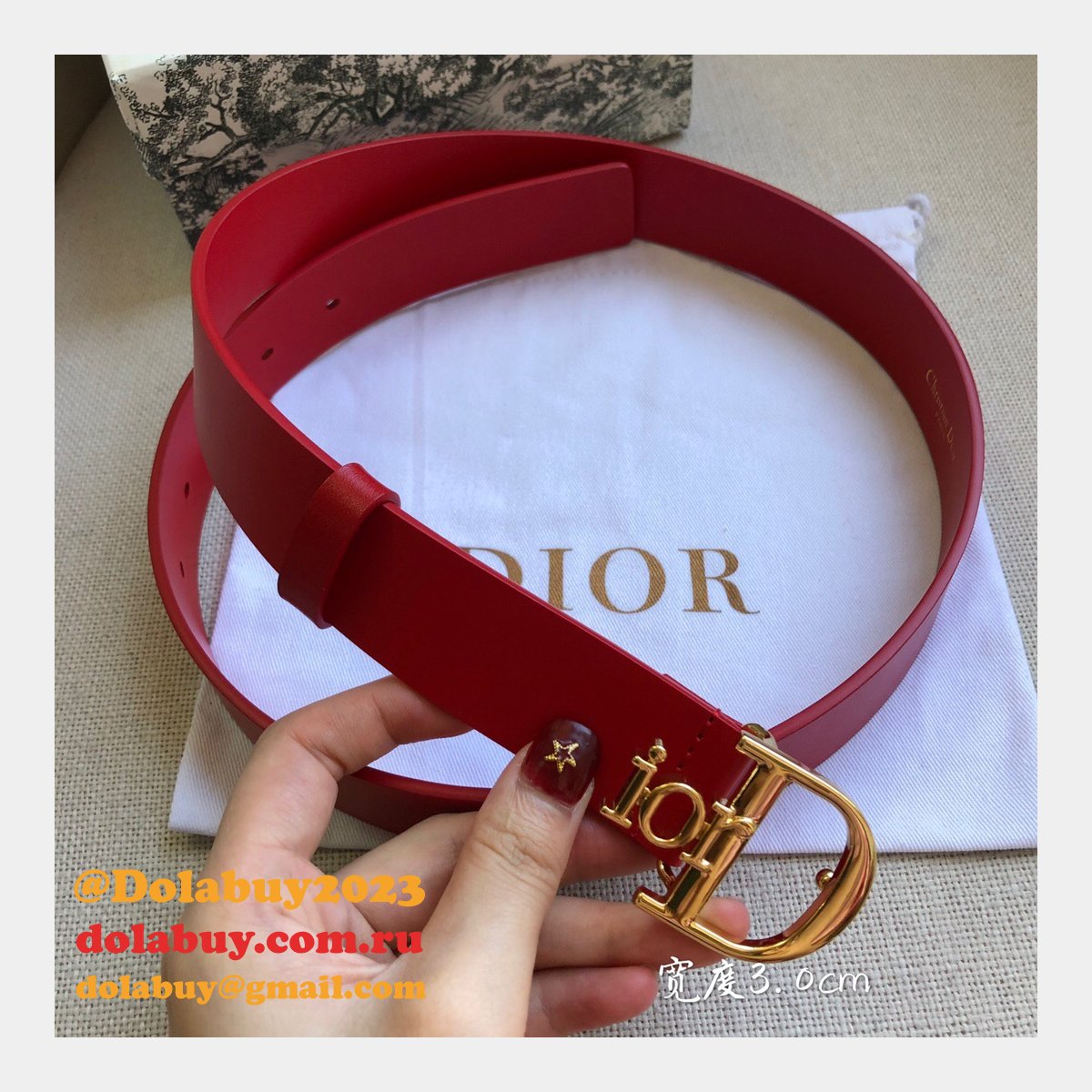 High Quality Christian Dior AAA Belts red/black/brown 30mm Cheap