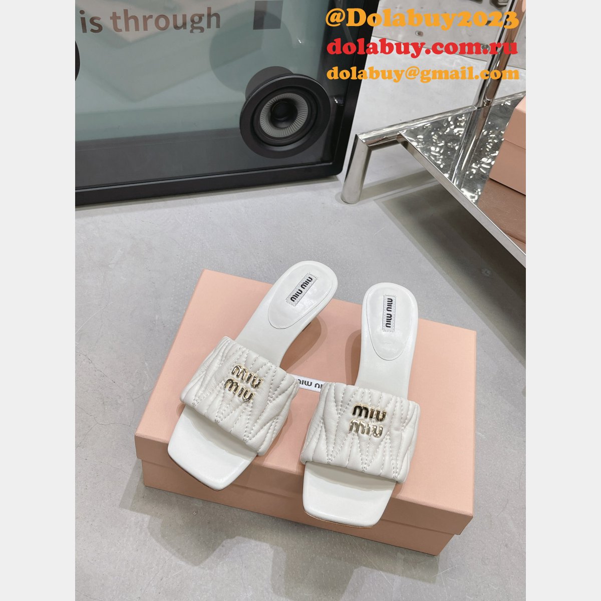 Perfect Luxury Replica Miu Miu high heel slippers Shoes