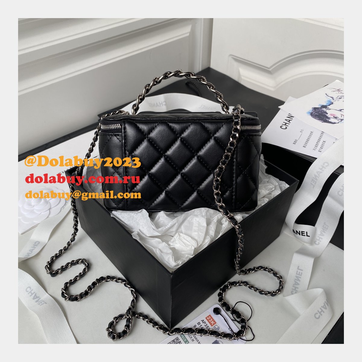 Designer Replica Clutch AP3593 Chain Shiny Crumpled First Highest Bag