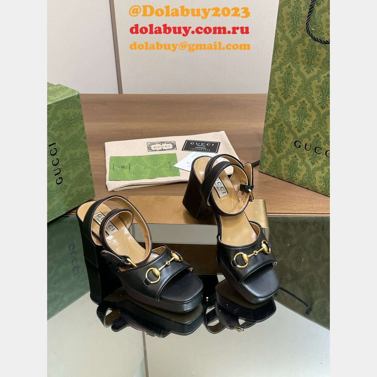 duplicate G*u*i lady horsebit-detailed leather sandals