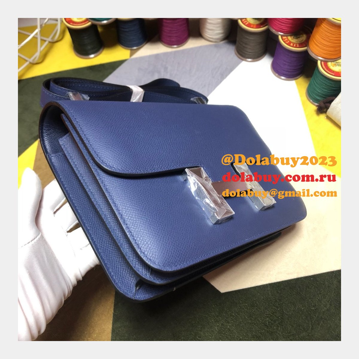 Hermes Constance Bag 23cm Epsom Leather dark blue