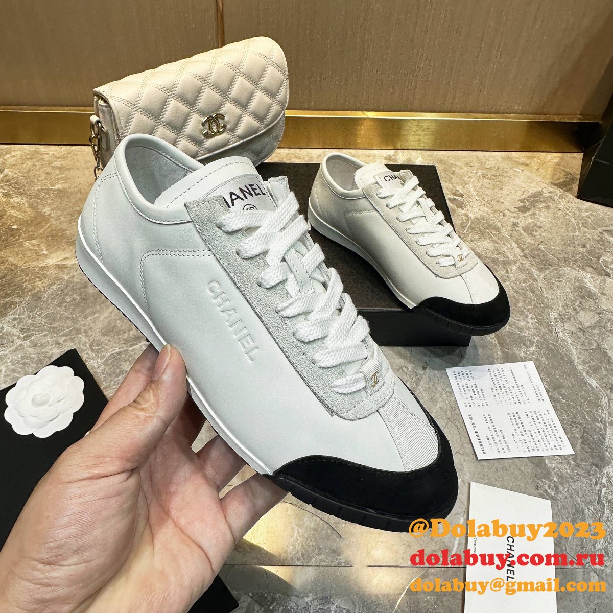 Designer chane Calf leather & calf suede sneaker 2024