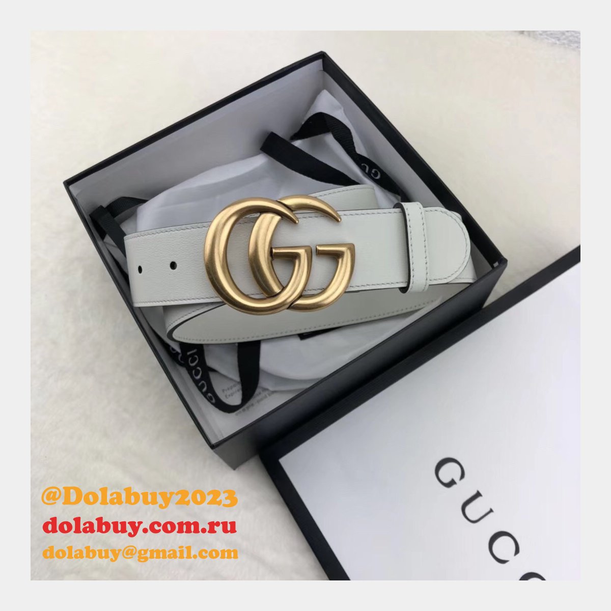 best G*u*i replica leather belt with double g white buckle