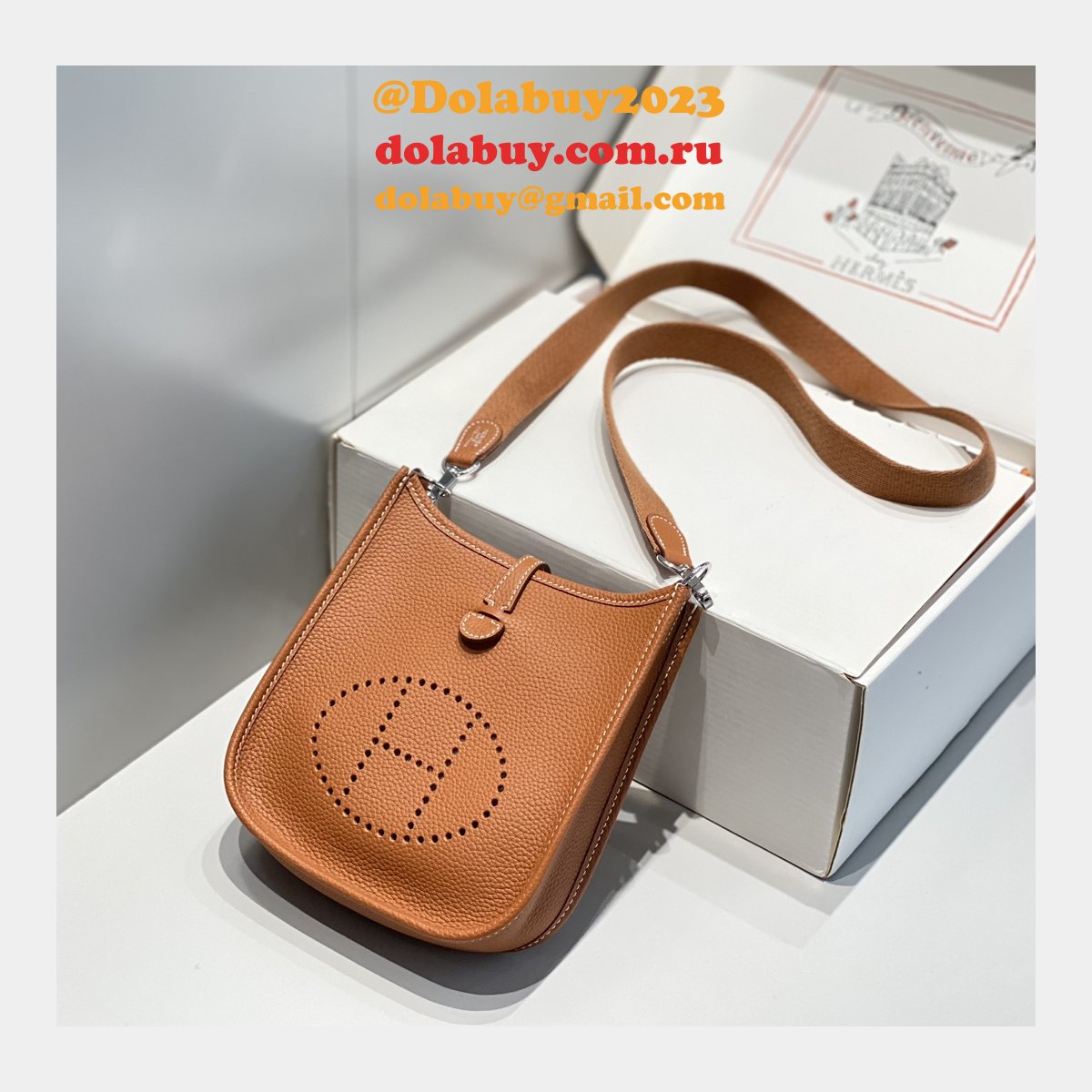 Replica Hermes Evelyne III TPM Mini Camel Bags