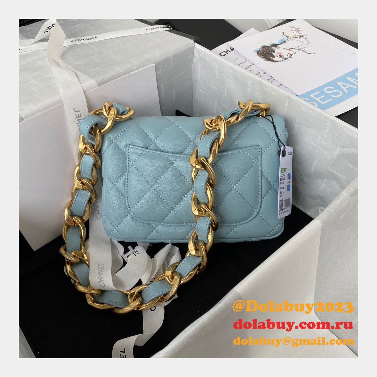 High Quality Designer Replica Flap AS3214/AS3213 Bag Lambskin & Gold-Tone Metal