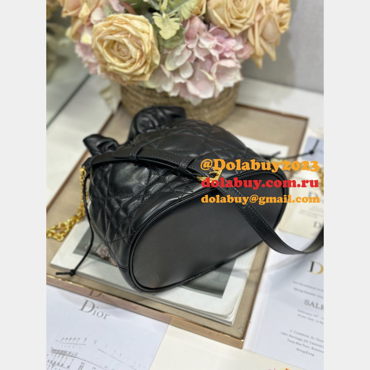 Top Quality Dior Montaigne Drawstring Bucket Bag Small/Mini