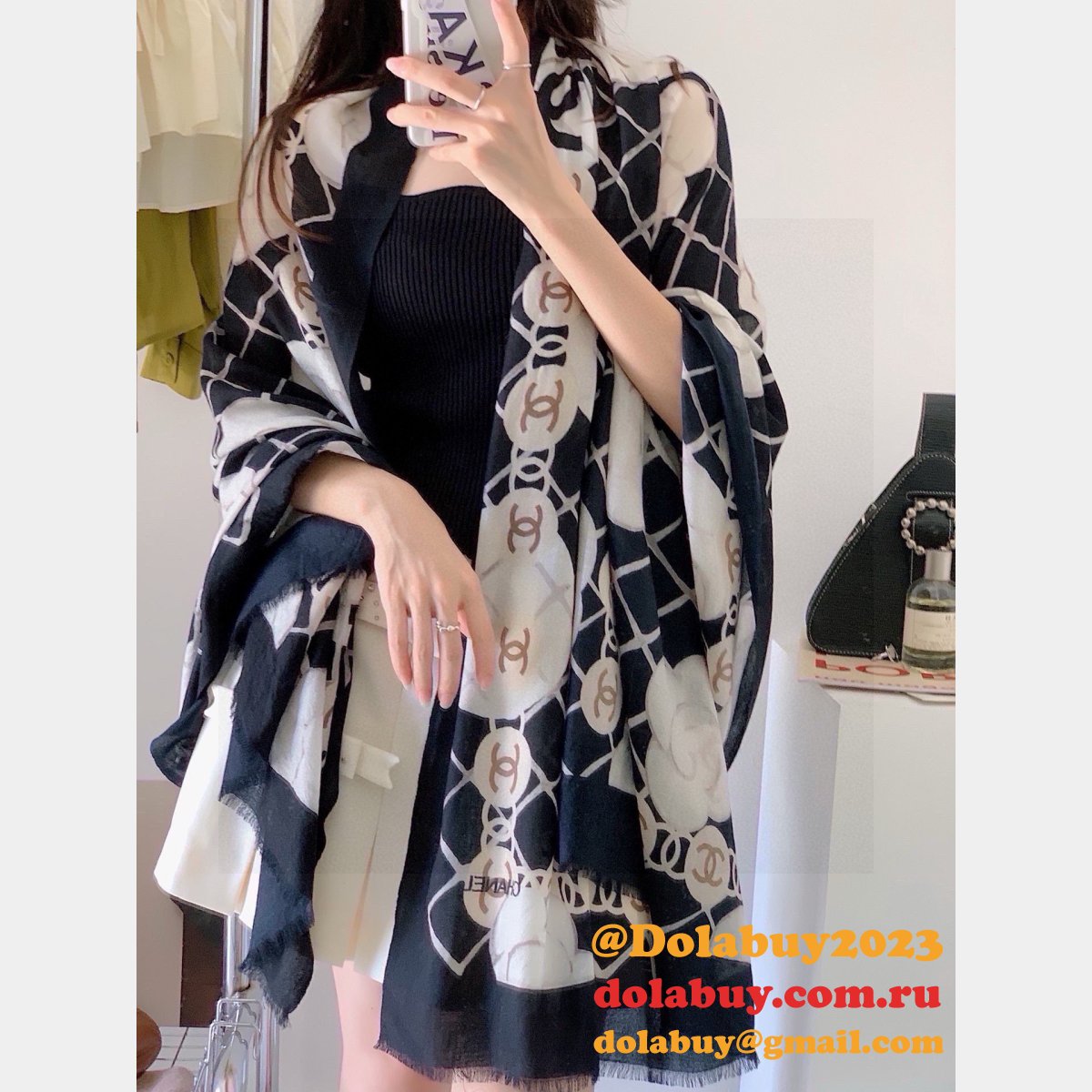 Luxury Designer Chanel Cashmere Scarf