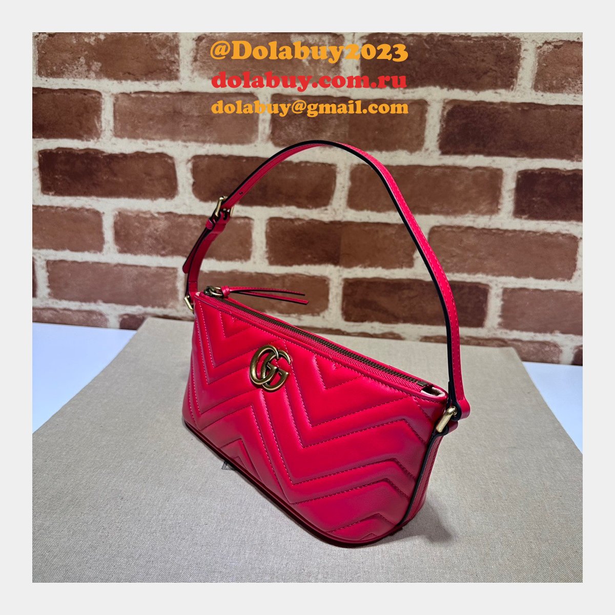 G*u*i 1:1 mirror gg marmont 739166 shoulder red fake bag