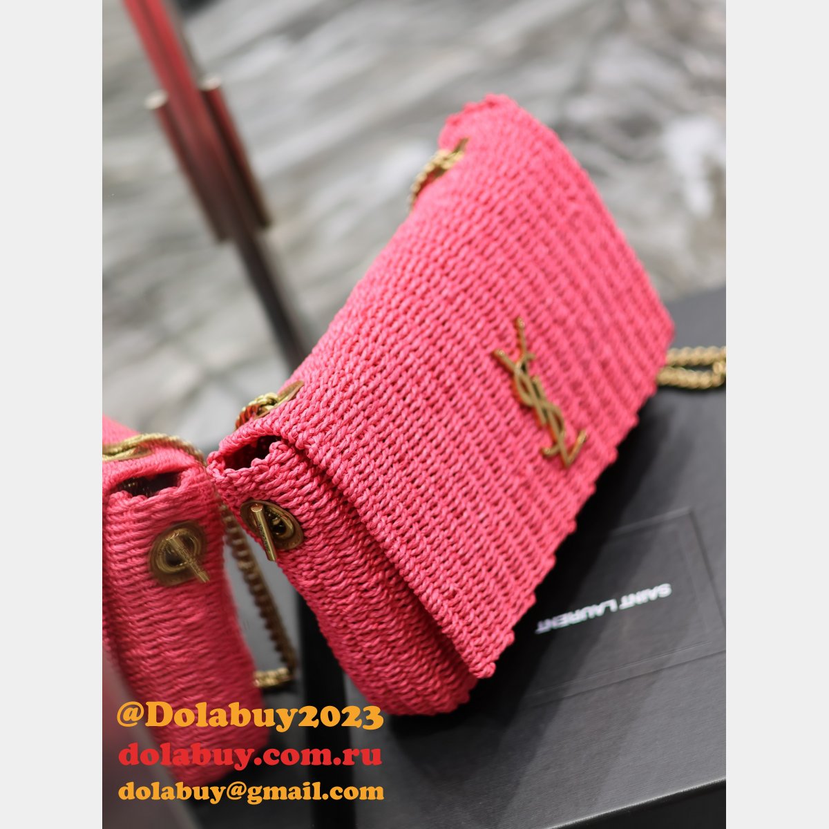 Designer Replica Saint Laurent Kate Clutch 553804 Rose Bag