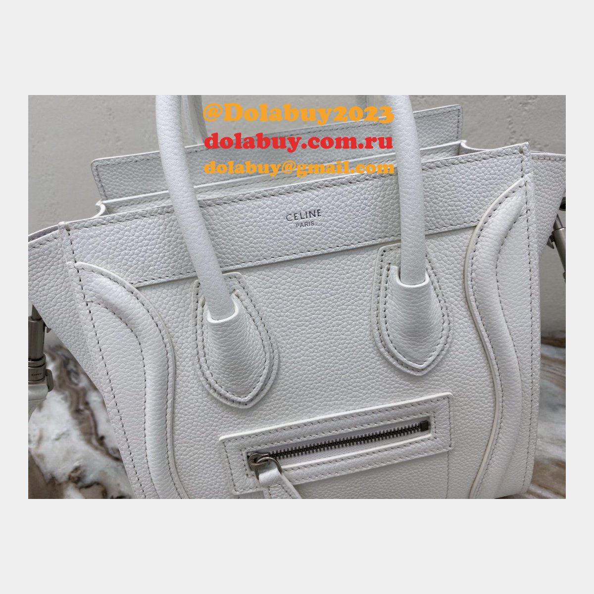 Buy Online Celine White Nano Luggage Bag-168243