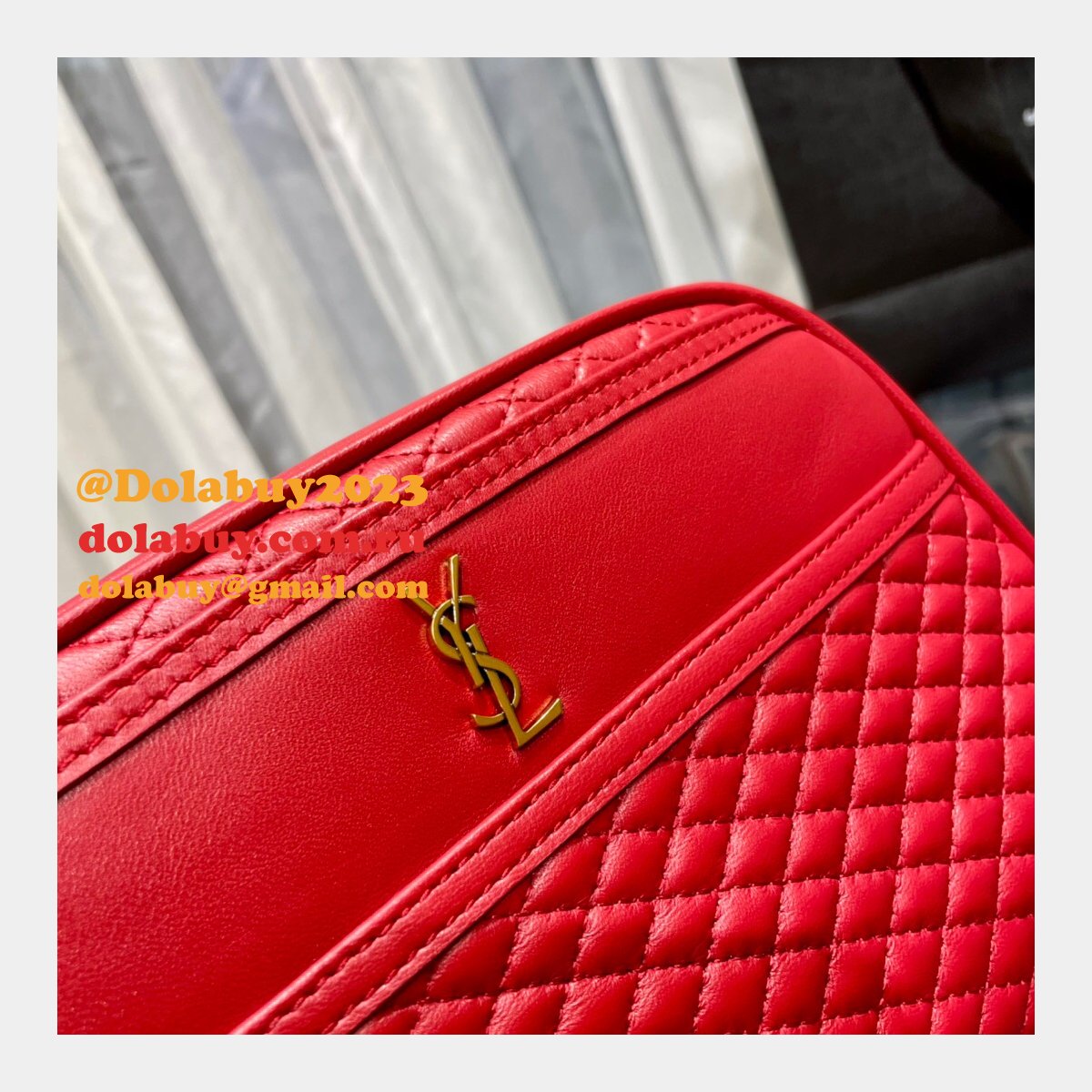 Replica YSL 64899 Red/White/Black Victoire camera bag High Quality