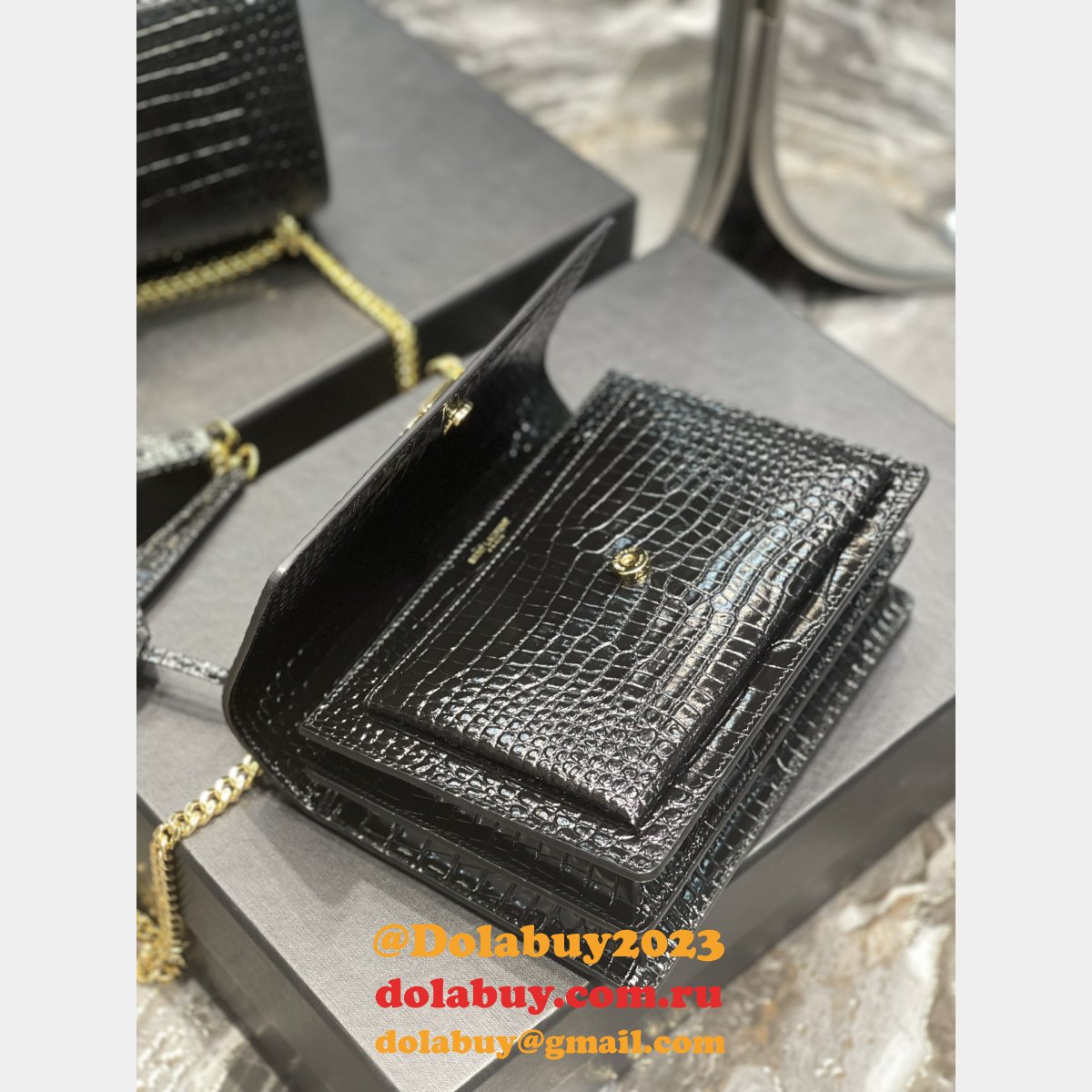 Designer YSL SUNSET BAG 22CM 422906 CROCO
