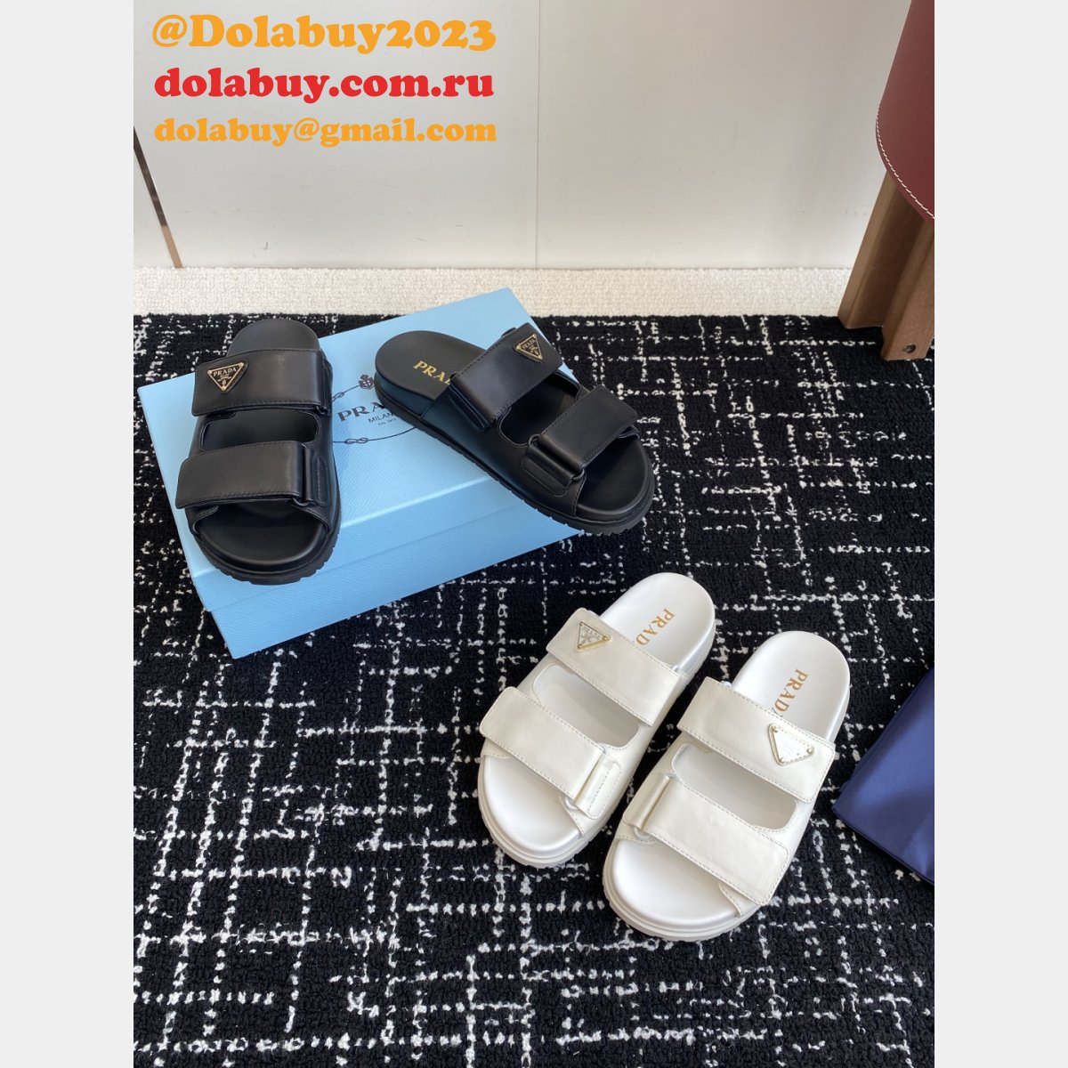 2025 Prada Padded Nappa Leather Slides