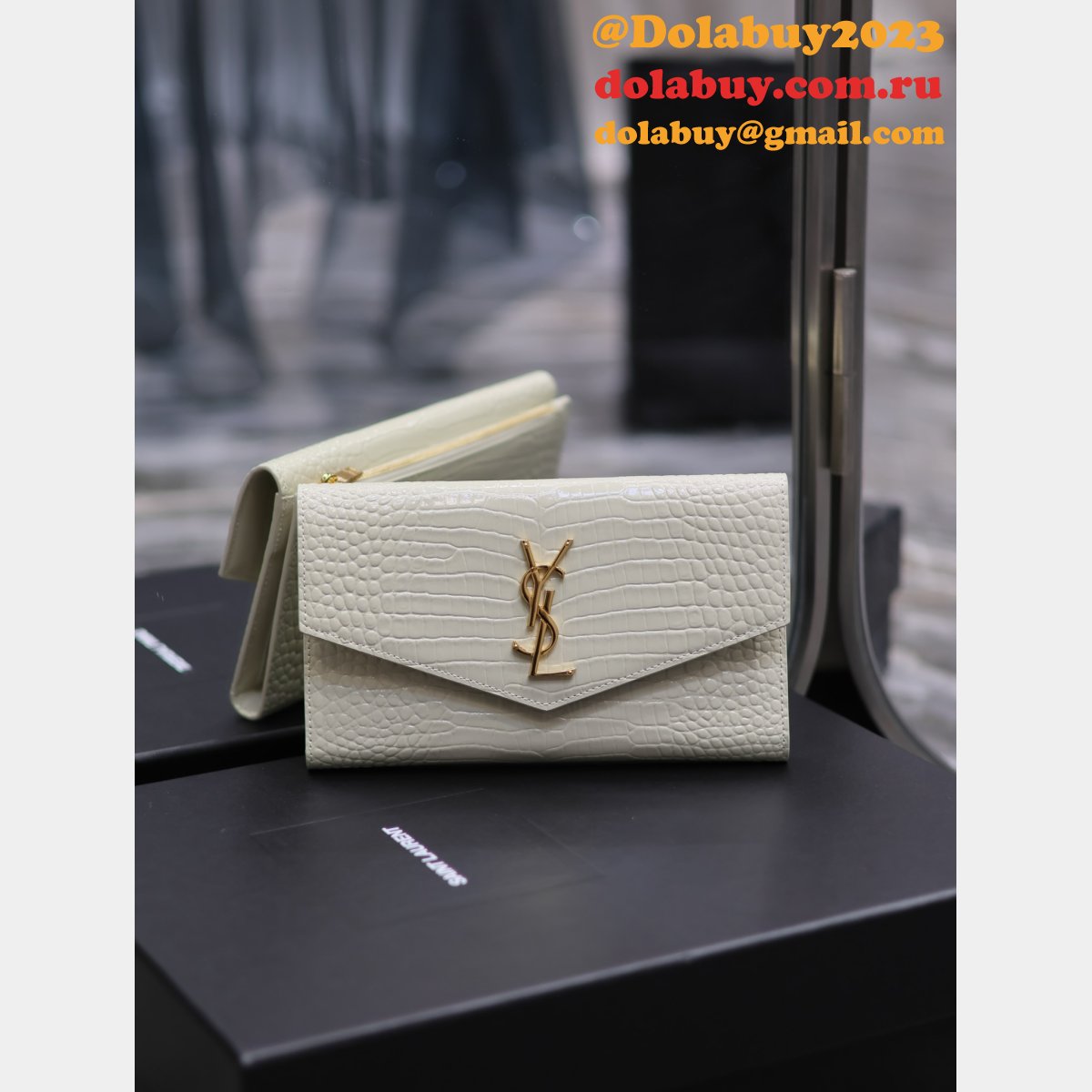 Designer YSL UPTOWN crocodile pattern 582124 CLUTCH
