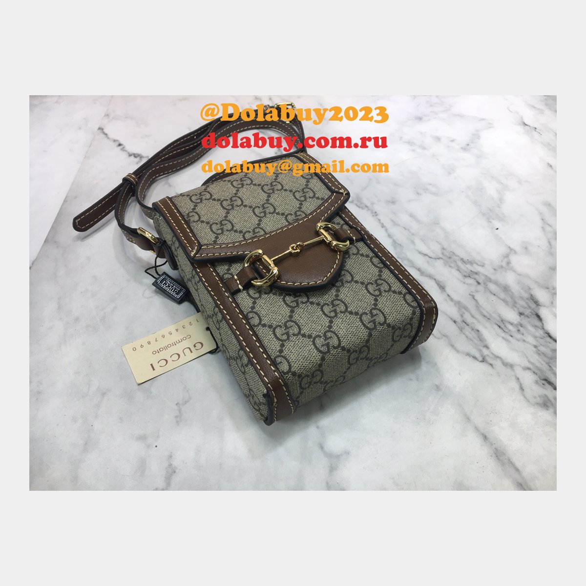 replica G*u*i brown G*u*i horsebit 1955 mini 625615 bag