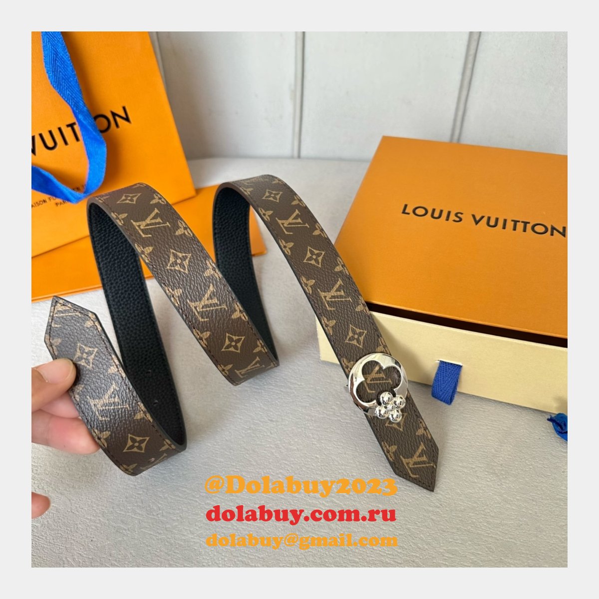 Designer LOUIS VUITTON Women Flowergram Belt 30MM