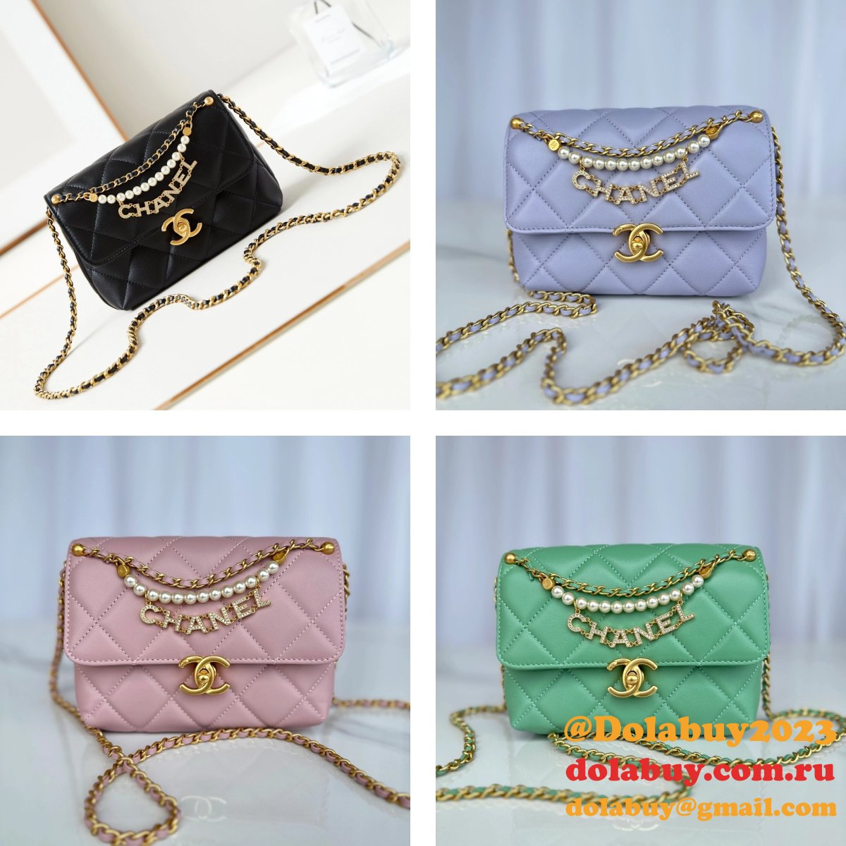 Top Quality CC Shiny Lambskin Crossbody Bag AS4986