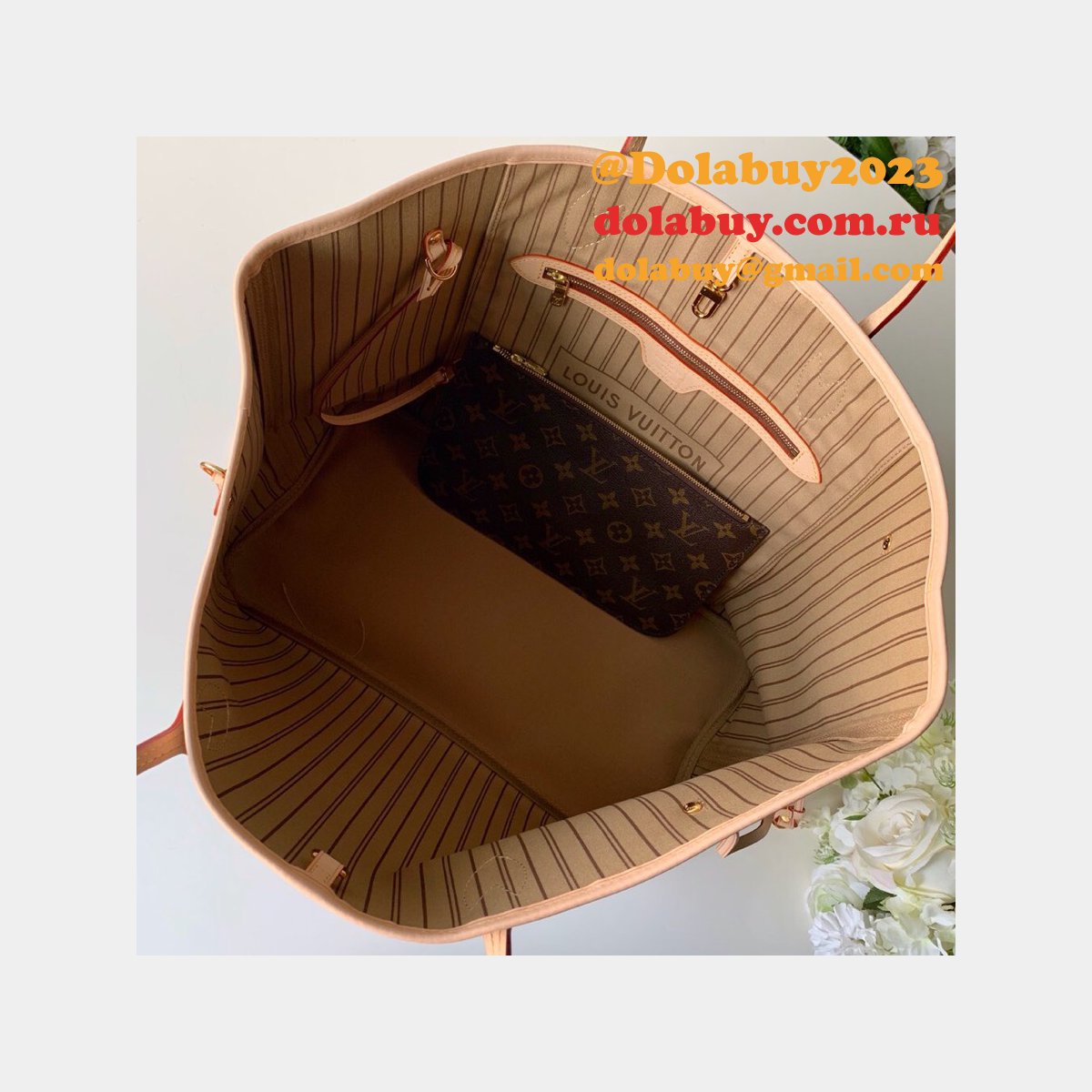 Top Quality louis vuitton neverfull GM M40990 beige 40CM