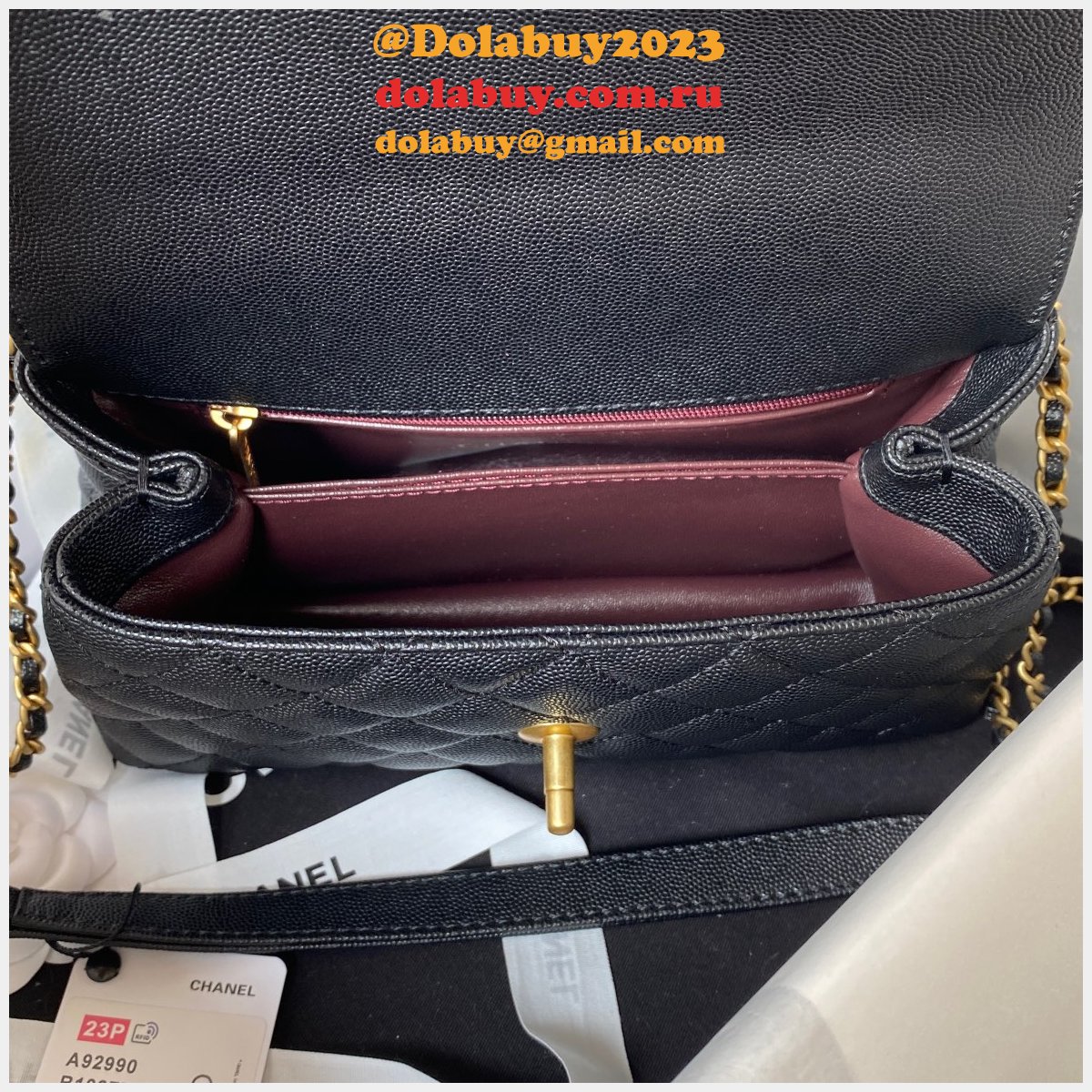 Wholesale Matelasse Top Handle A92990 Designer Bag Caviar 23cm