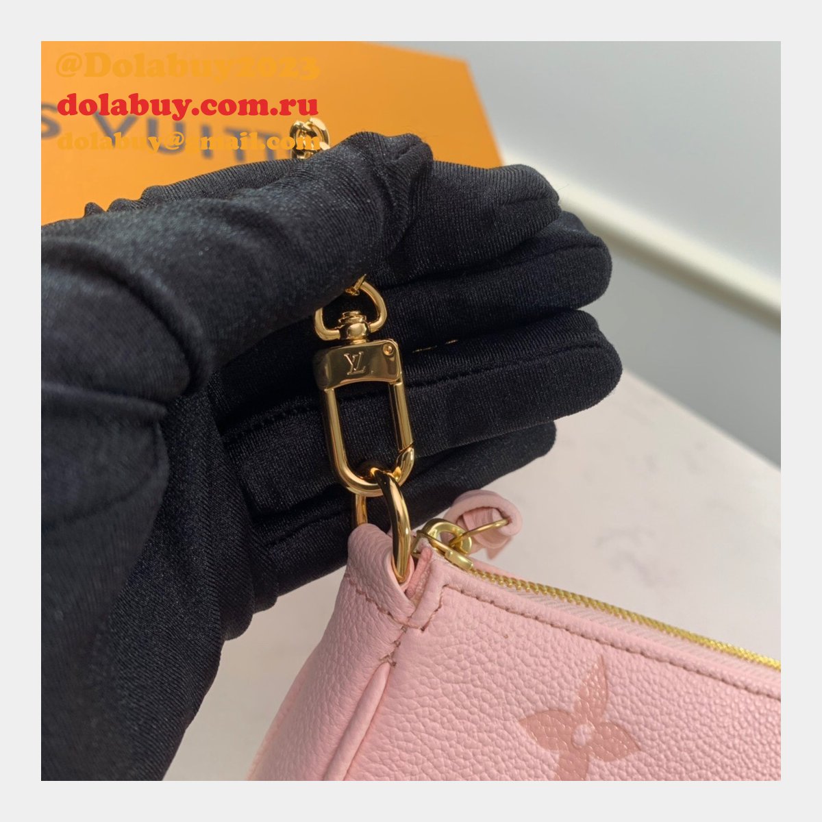 Louis Vuitton Wholesale Mini Pochette Accessoires Monogram Empreinte Leather M80501 Pink