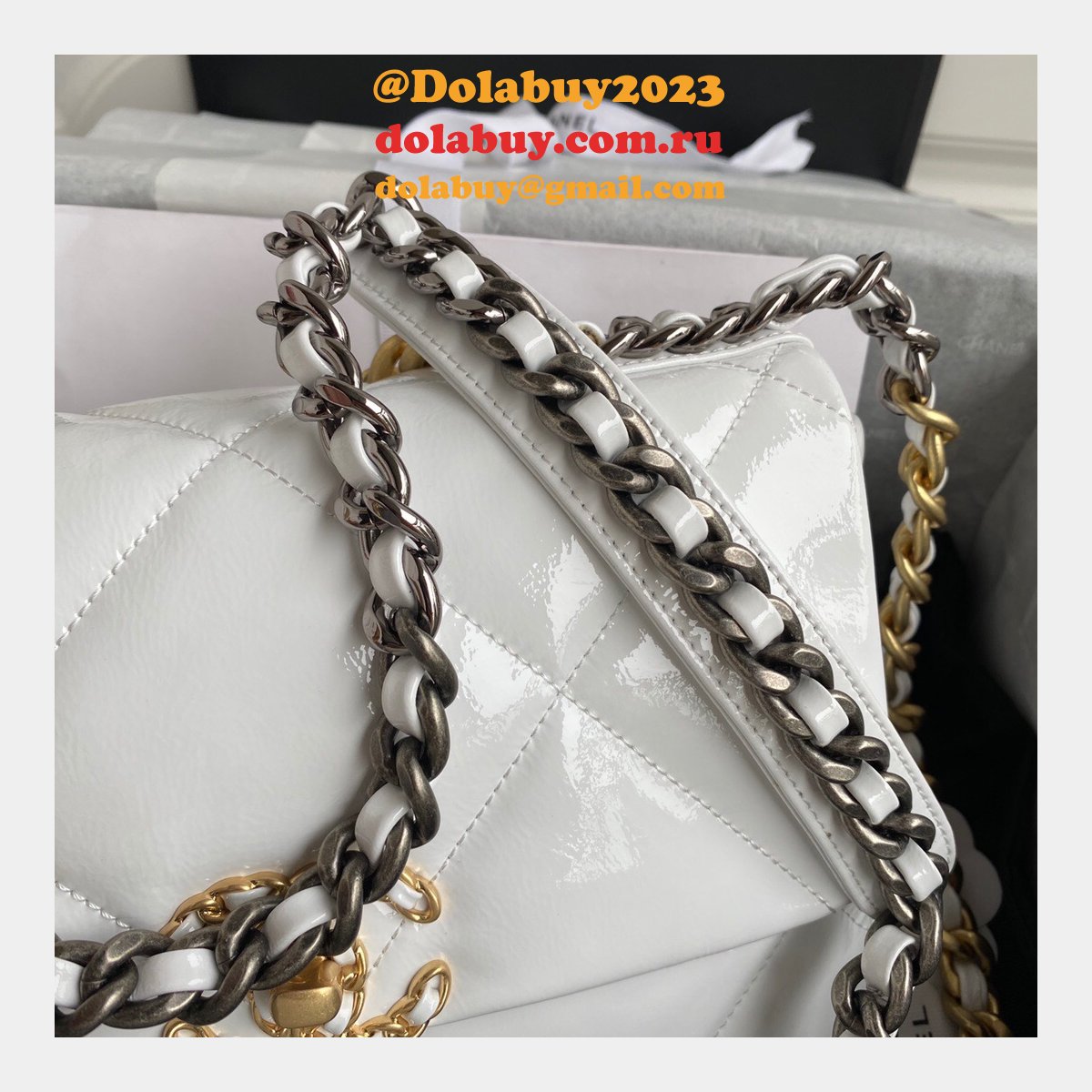CC Replica 26CM Goatskin Gold-Tone Silver-Tone & Ruthenium