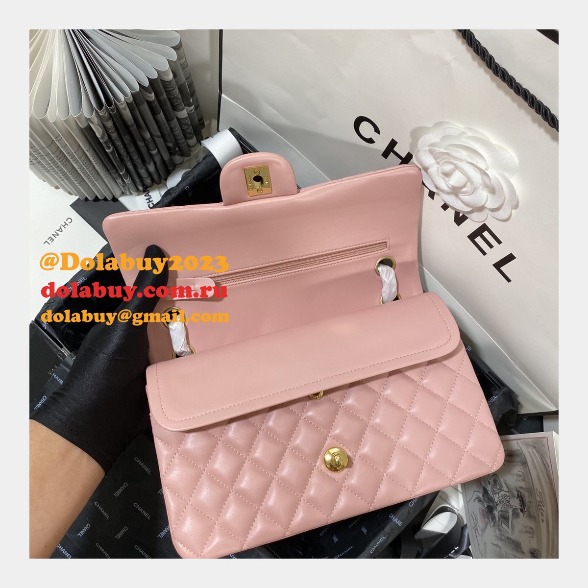 Top Quality Replica Lambskin CF1112 Bags 25CM PINK