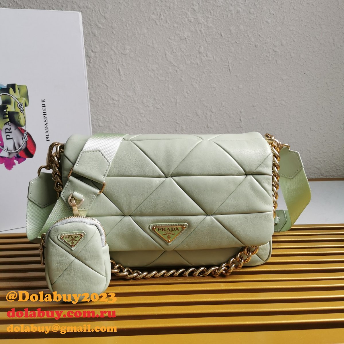 Wholesale Prada Fake System nappa leather patchwork bag online
