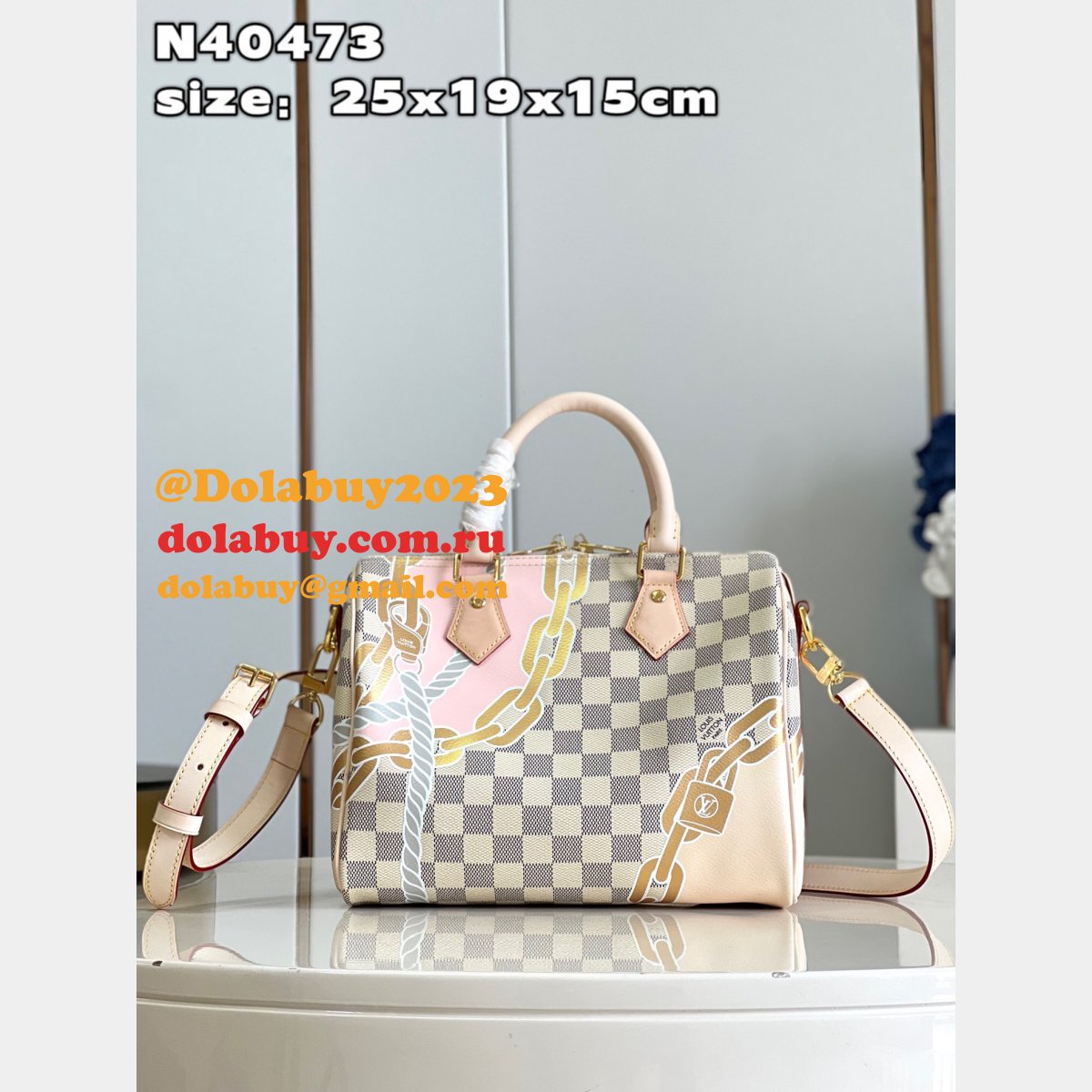Louis Vuitton 7 Star Speedy Bandouliere 25 Damier Azur Replica
