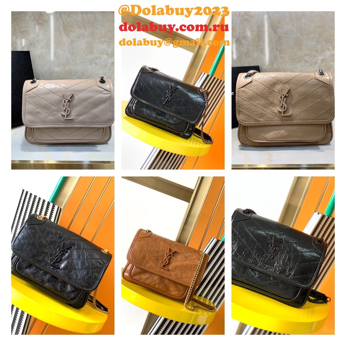 YSL Replica Niki 22cm crinkled vintage leather 533037