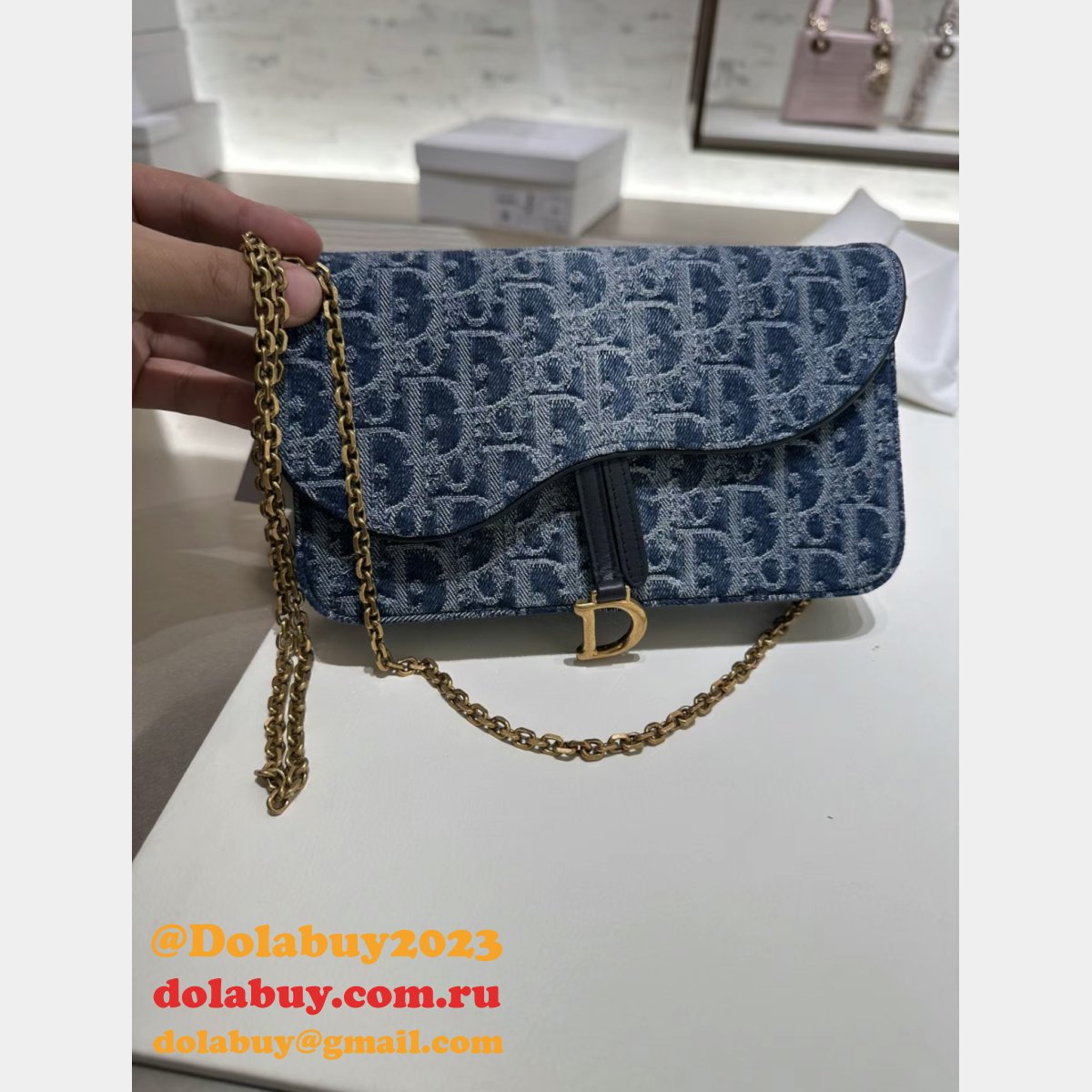 Christian Dior Shop Inspired Saddle Pouch Chain 2045 Bag