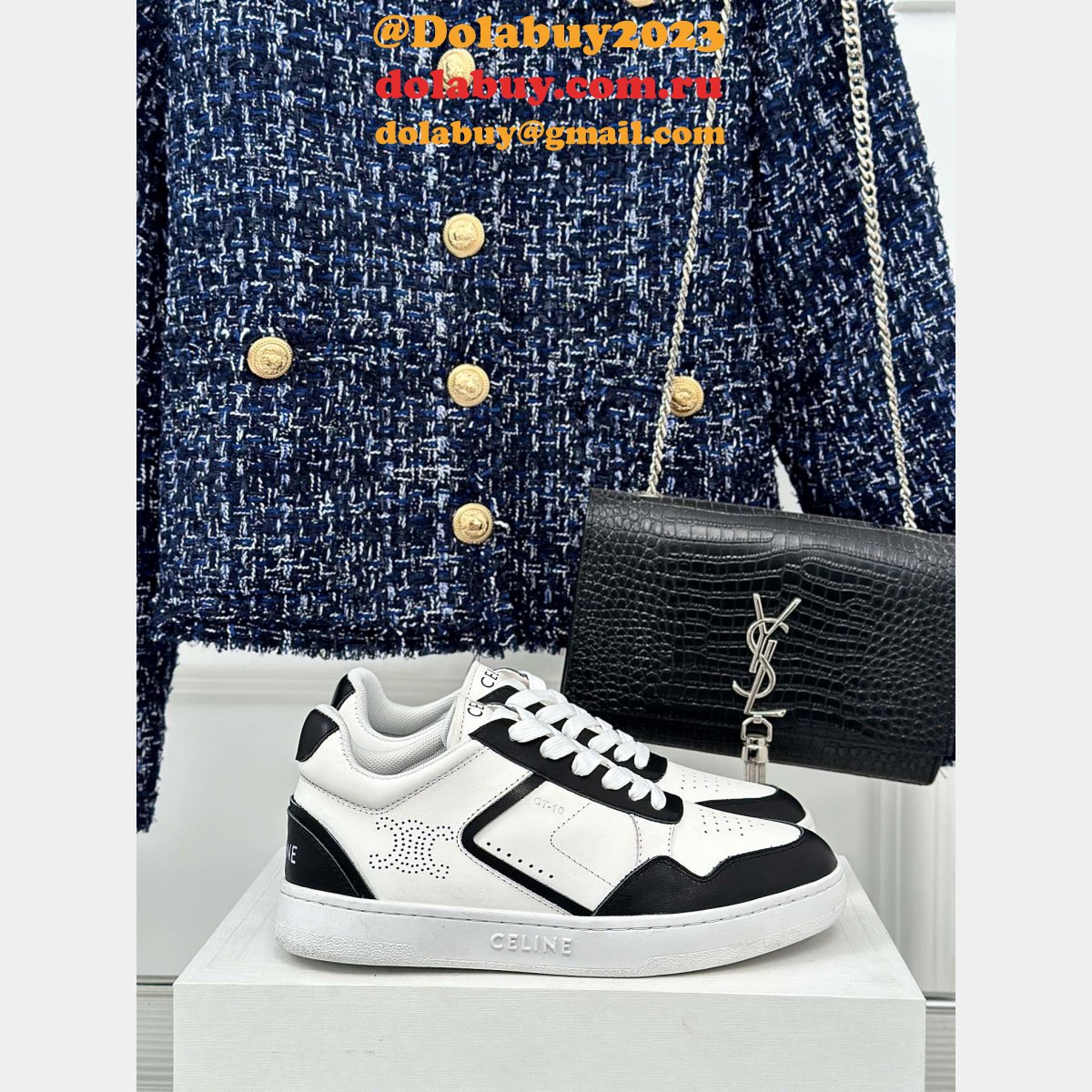 CELINE HOMME Suede-Trimmed Leather Sneakers