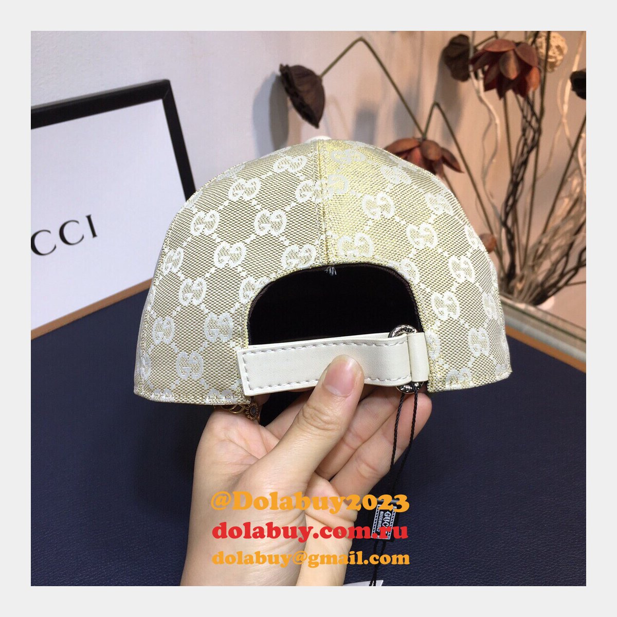 replica G*u*i cowhide leather adjustment strap hats