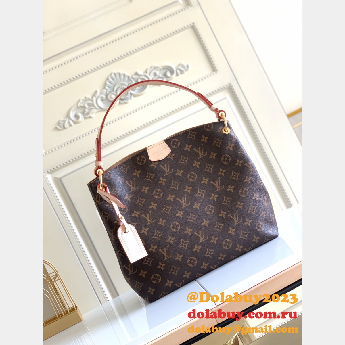 Wholesale Louis Vuitton N43701 Top Replica Monogram Shopping Cabas Bag Tote