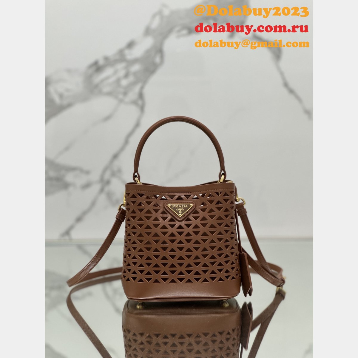 Luxury Prada Saffiano hollow basket women bag