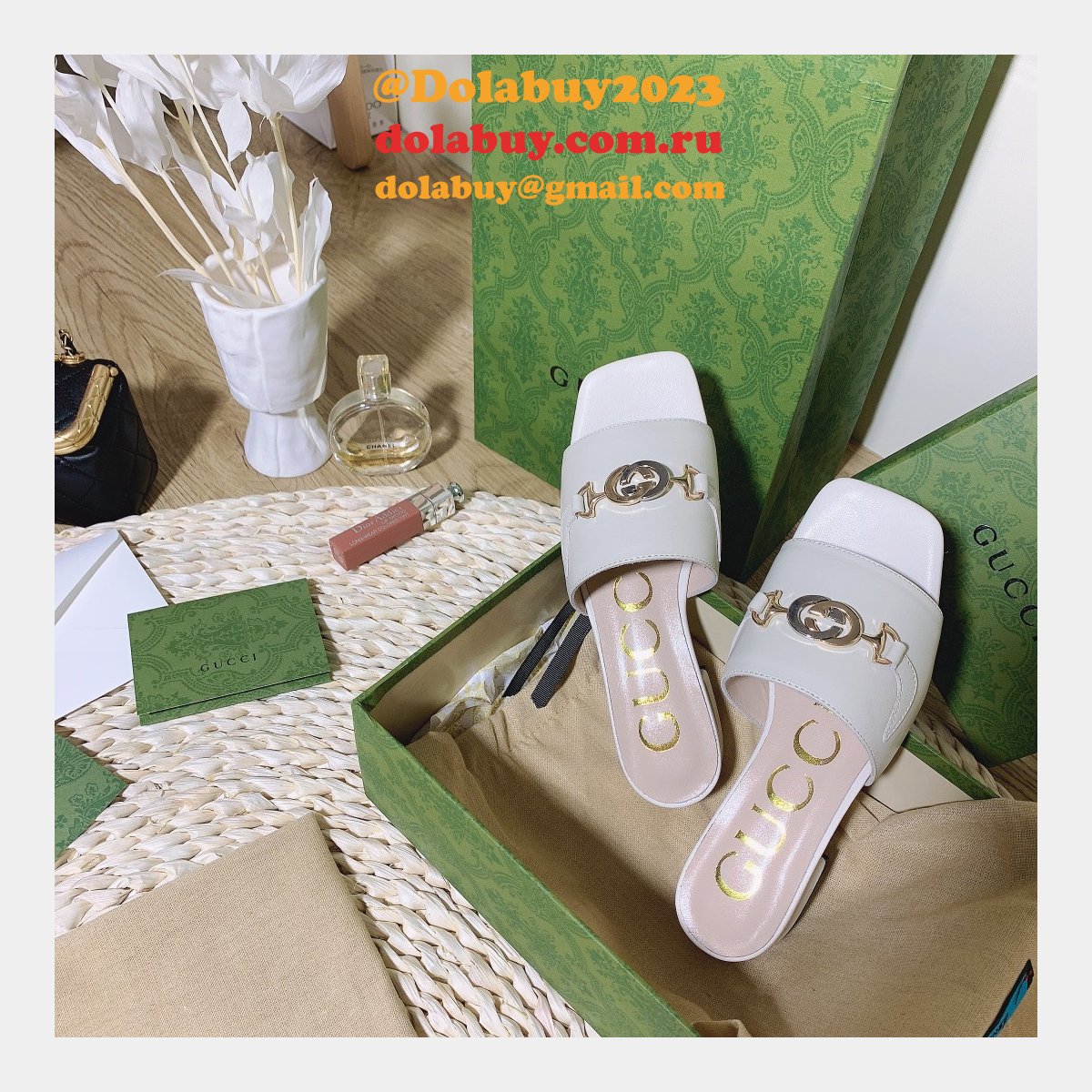 7 star replica G*u*i 2021 slippers white/black series gg shoes