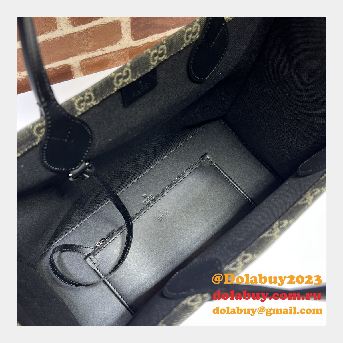 ophidia gg 772184 G*u*i designer knockoff tote black fabric bag