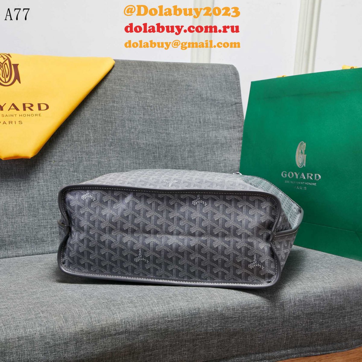 Replica Goyard Classic Chevron St. Louis PM Totes Dark grey Bags