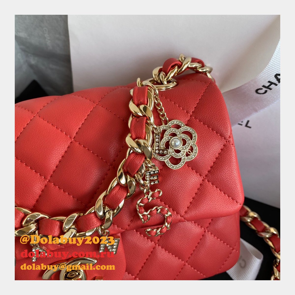 CC Replica Lambskin & Gold-Tone Metal AS2326 20cm Flap Bag