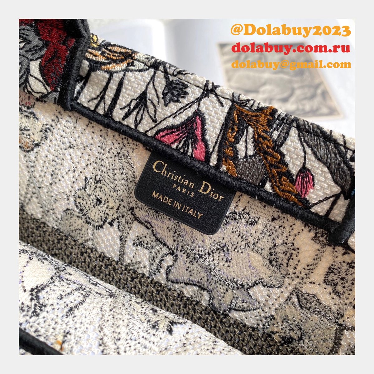 High Quality Dior Book Tote Rose Replica Dior Oblique Embroidery